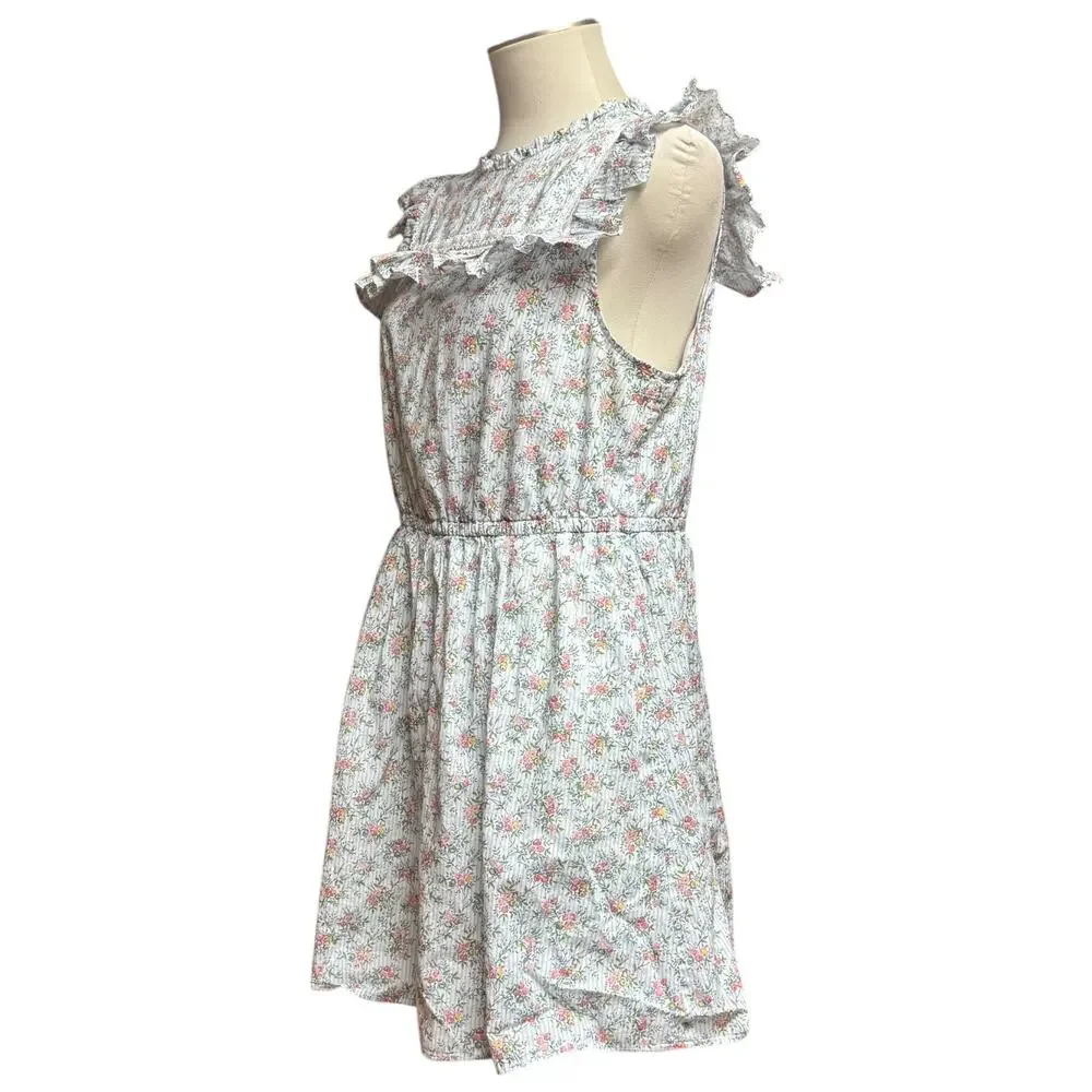 J.Crew Liberty Fabric Winding Roses Sleeveless Dress Blue White Stripe Large